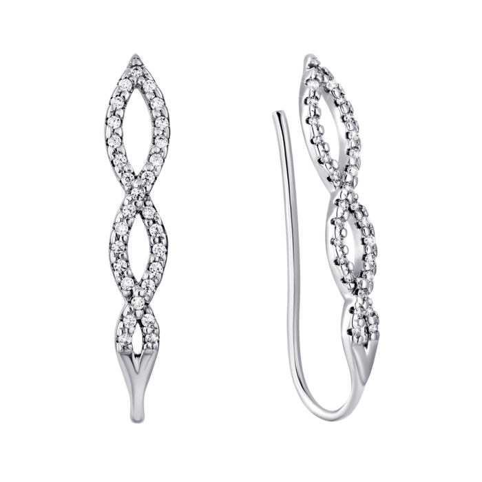 Срібні сережки-кафи з фіанітом. Артикул UG5920093б