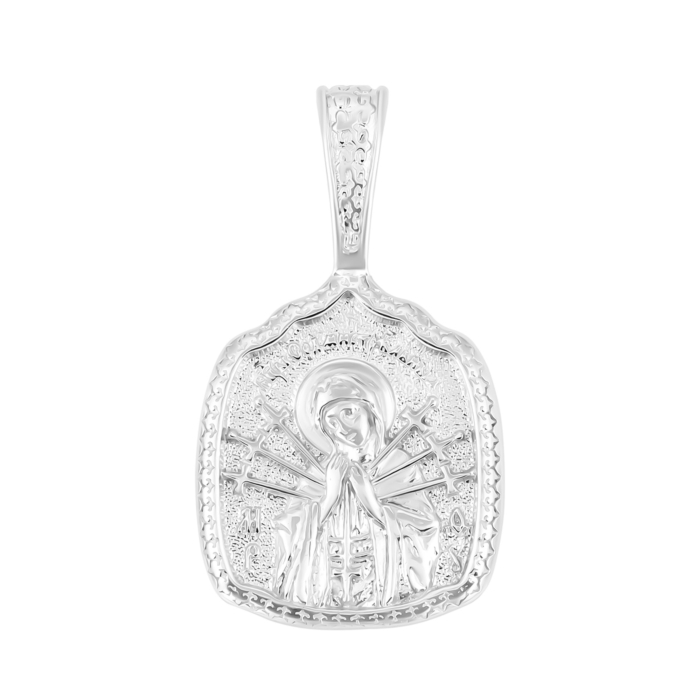 Срібна підвіска-іконка Божої Матері «Семистрільна». Артикул UG5921/род