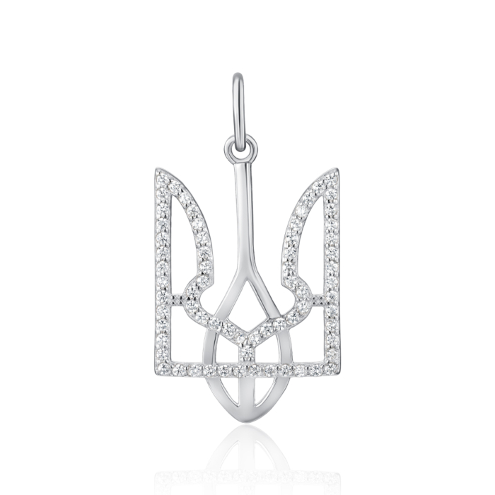 Срібна підвіска "Тризуб" з фіанітами. Артикул П2Ф/125