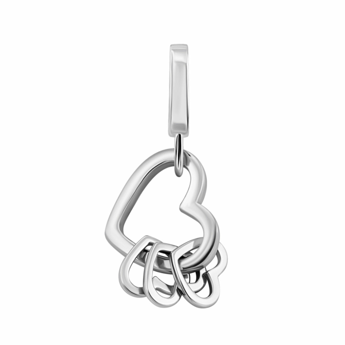 Срібна намистина шарм Серце. Артикул UG5930П.Rh