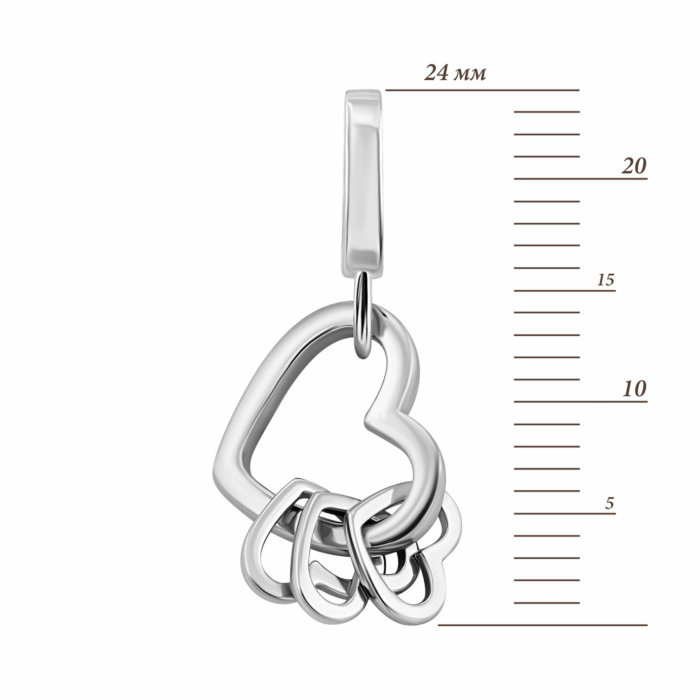Срібна намистина шарм Серце. Артикул UG5930П.Rh