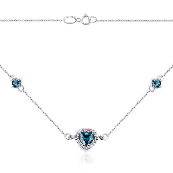 Срібне кольє з штучними топазами та фіанітами 96082/66024-3/12/1/21556