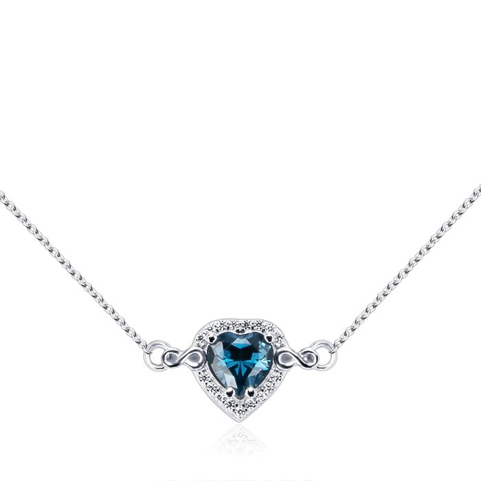 Срібне кольє з штучними топазами та фіанітами 96082/66024-3/12/1/21556