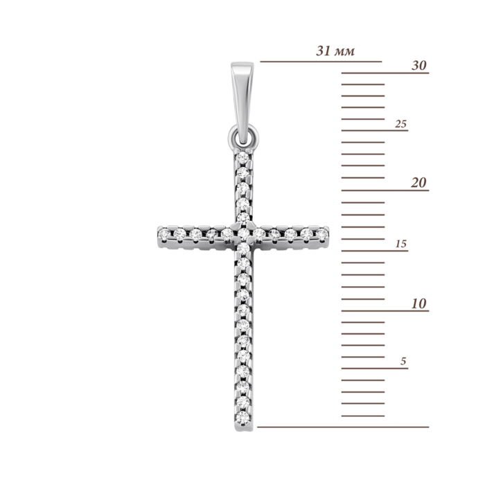 Срібний хрестик з фіанітами. Артикул UG5ЛК-0190р