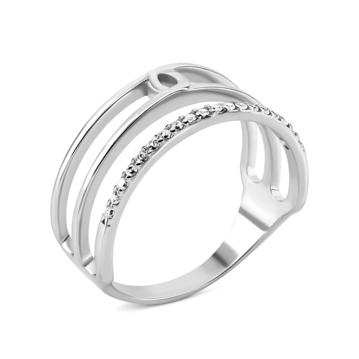 Срібна каблучка з фіанітами. Артикул UG5ЛК-0304р