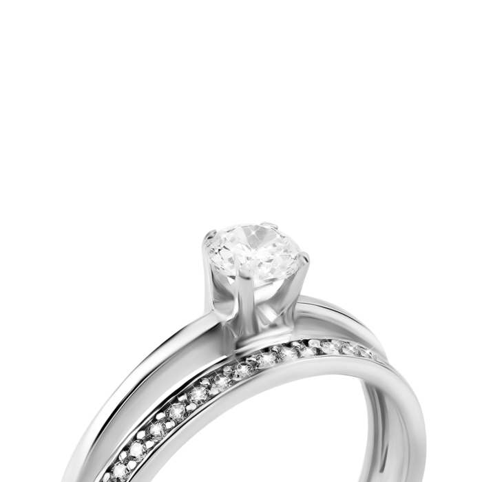 Срібна каблучка з фіанітами. Артикул UG5ЛК-0327р