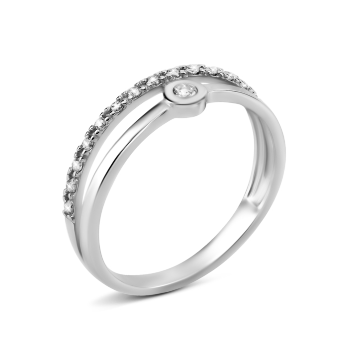 Срібна каблучка з фіанітами. Артикул UG5ЛК-0365р