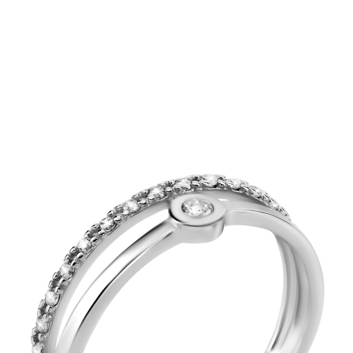 Срібна каблучка з фіанітами. Артикул UG5ЛК-0365р