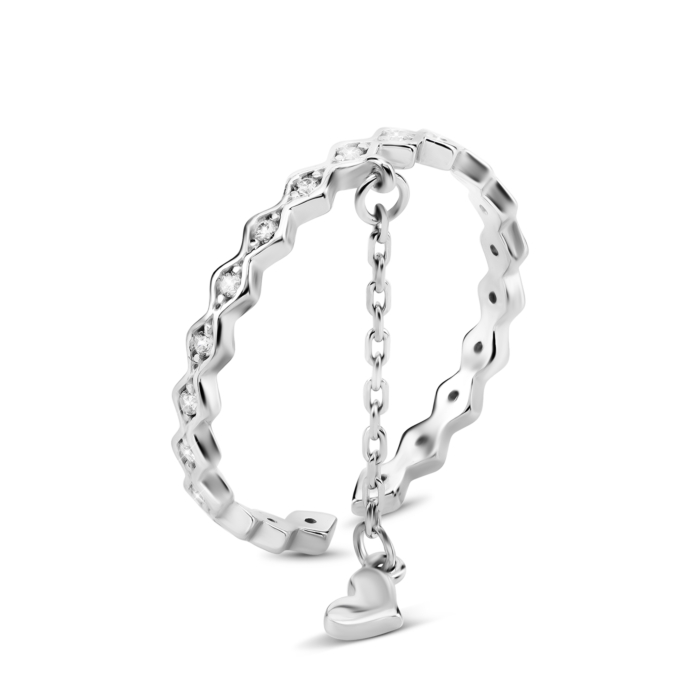 Срібна каблучка з фіанітами. Артикул UG5ЛК-0409р