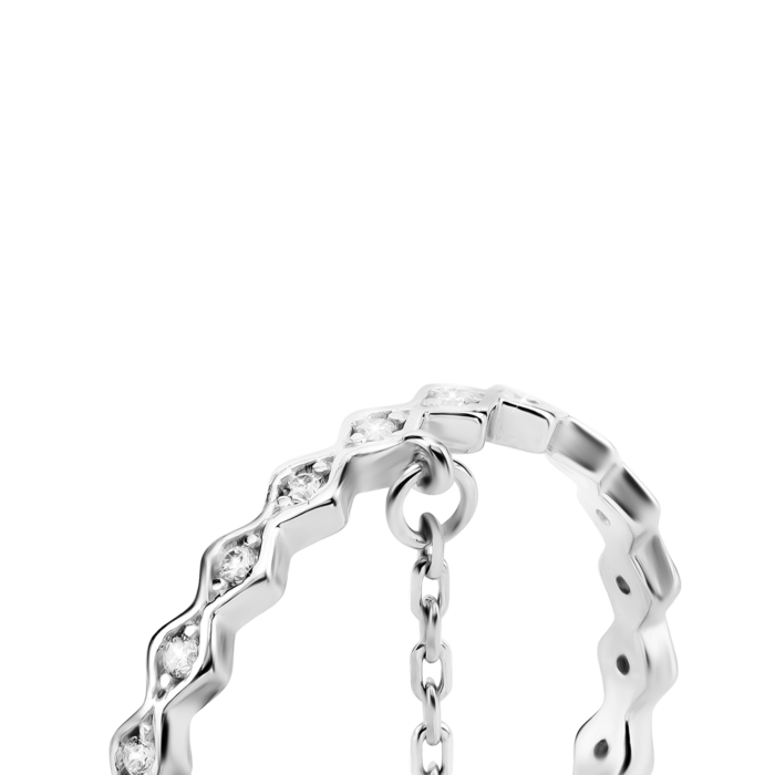 Срібна каблучка з фіанітами. Артикул UG5ЛК-0409р