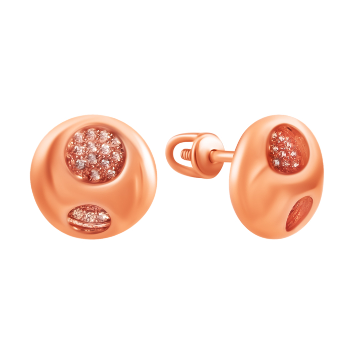 Золотые пуссеты с фианитами. Артикул UG5TK 129 с