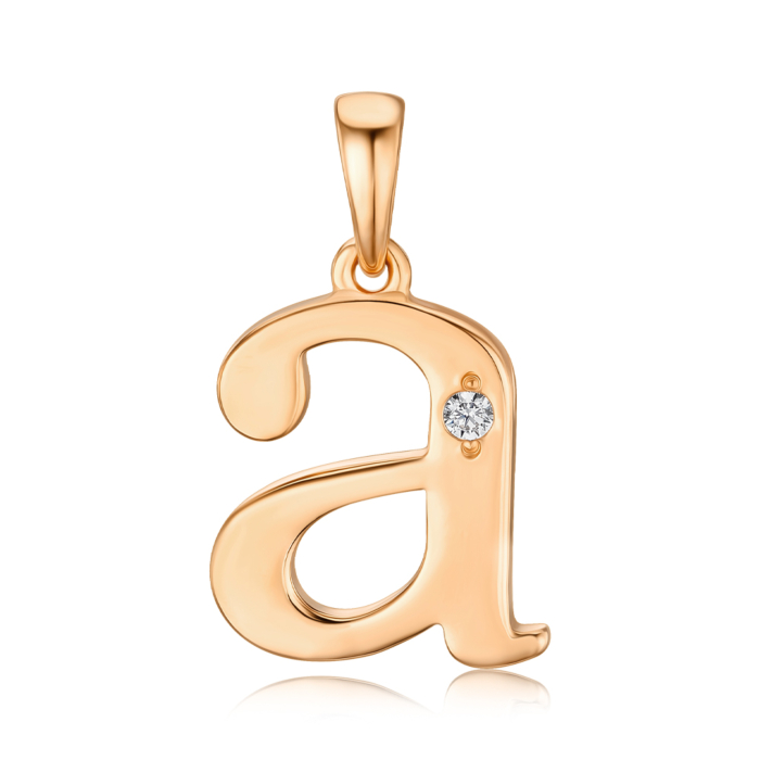 Серебряная позолоченная подвеска-буква А с фианитом Tesori 35182-Пз/17/0/4025