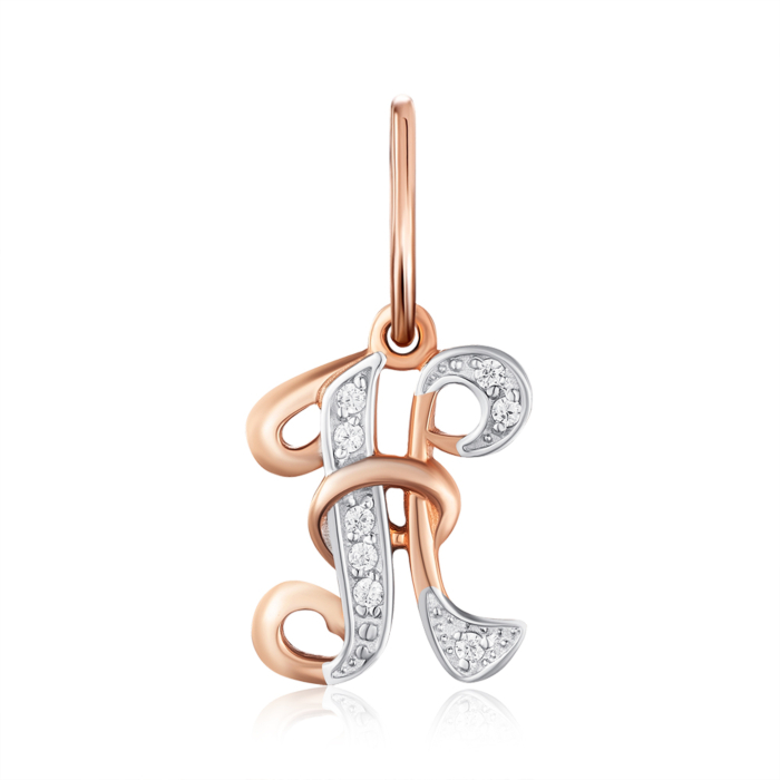 Золота підвіска «Літера Н» з фіанітами. Артикул 31103/н