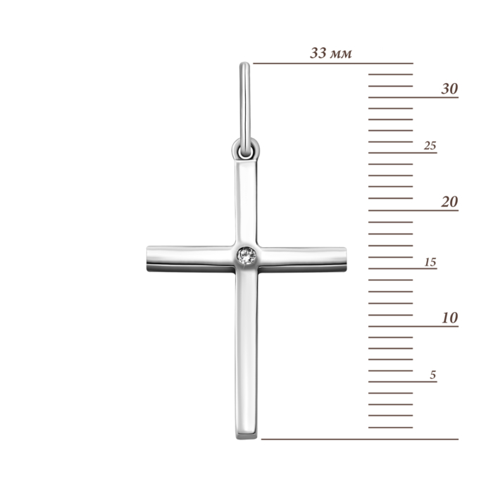Срібна підвіска Хрестик з фіанітом. Артикул UG5H-51/2