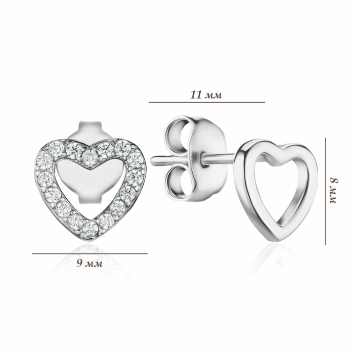 Срібні сережки з фіанітами. Артикул DE00158-E/12/1