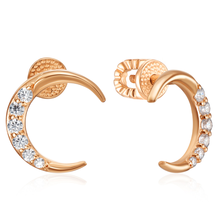 Золоті пусети з фіанітами. Артикул 23187/01/0/75