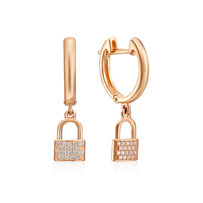 Золоті сережки-конго з фіанітами. Артикул 23179/01/0/1