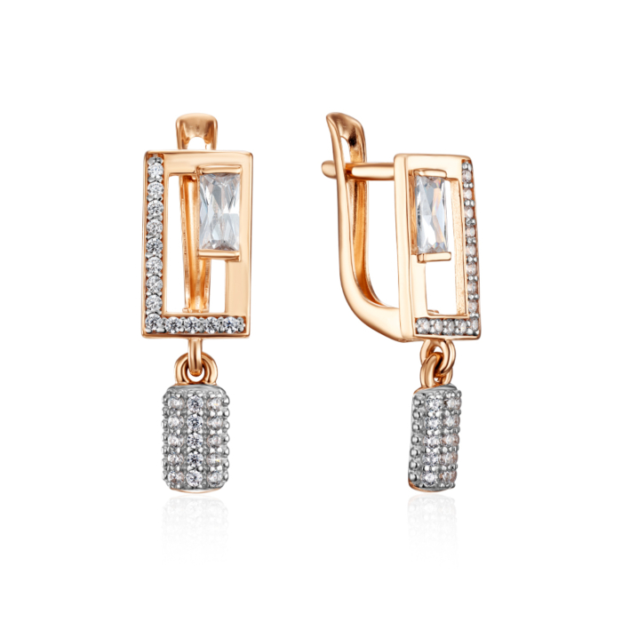 Золотые серьги с фианитами. Артикул 23332/01/1/4356