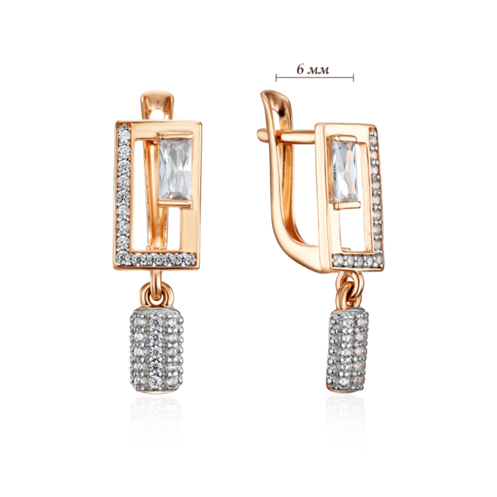 Золотые серьги с фианитами. Артикул 23332/01/1/4356