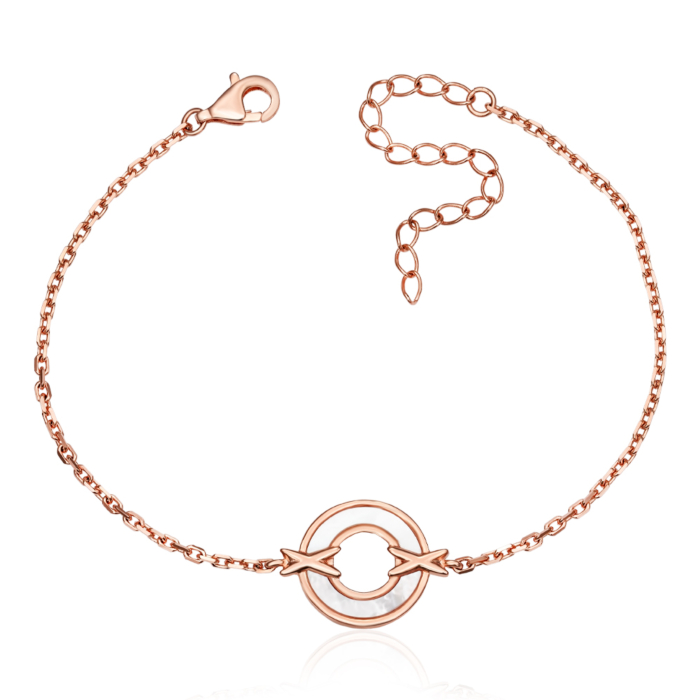 Срібний позолочений браслет з перламутром. Артикул HJB-867-ROSE-B/17/4534