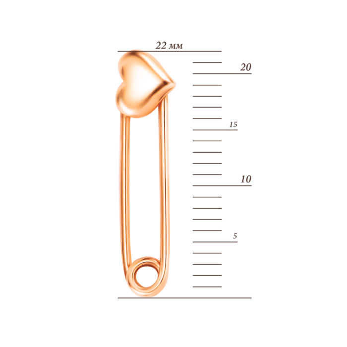 Золотая брошь-булавка Сердце. Артикул UG5БШ126и