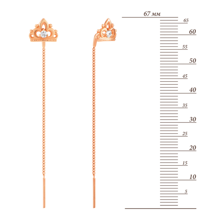 Золотые серьги-протяжки с фианитами. Артикул UG5СПП126и
