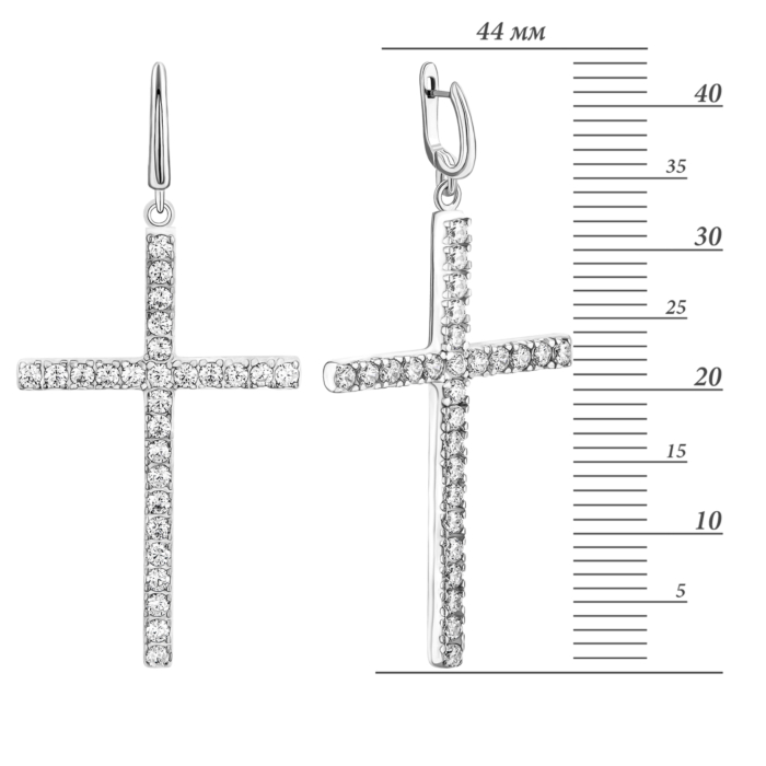 Срібні сережки-підвіски з фіанітами. Артикул UG51293С.Rh