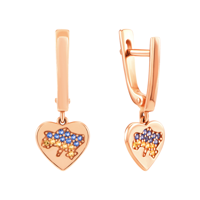 Золотые серьги-подвески Украина с фианитами. Артикул UG5СВ1718(в)и