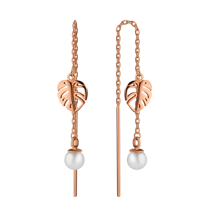 Золоті сережки-протяжки з перлами. Артикул UG52/30/150