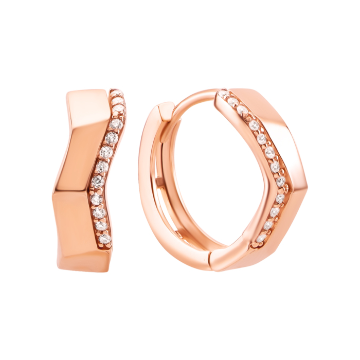 Золоті сережки-конго з фіанітами. Артикул UG52/40/224