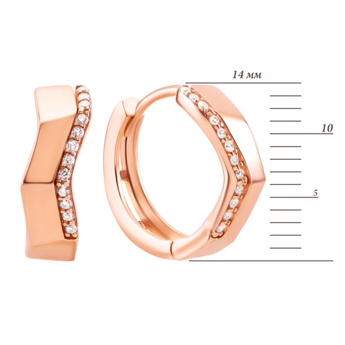 Золоті сережки-конго з фіанітами. Артикул UG52/40/224