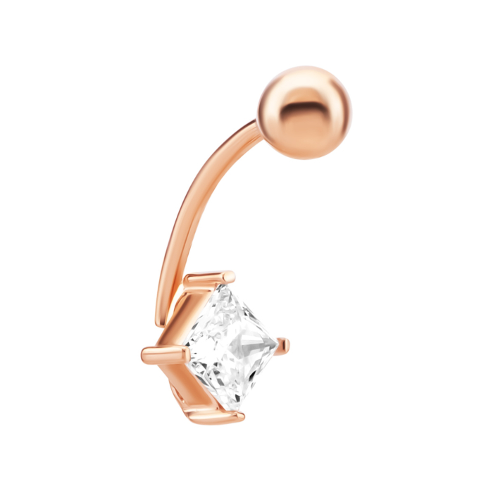 Золота сережка-пірсинг з фіанітом. Артикул UG52/50/370