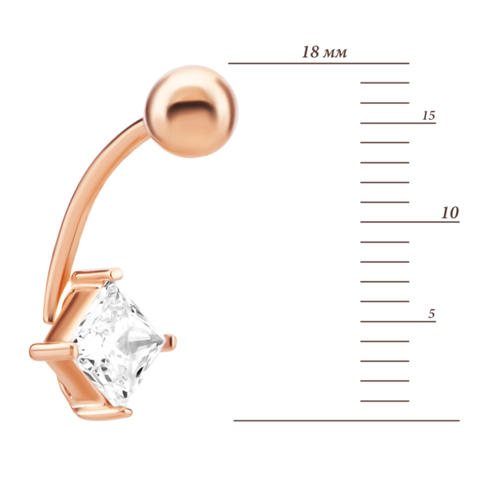 Золота сережка-пірсинг з фіанітом. Артикул UG52/50/370