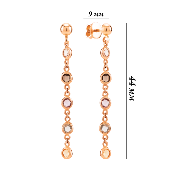 Золоті сережки-підвіски з кварцом. Артикул UG52/50/504