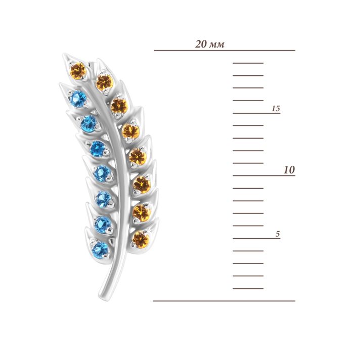 Срібні сережки-кафи Колоски з фіанітами. Артикул UG520730cv