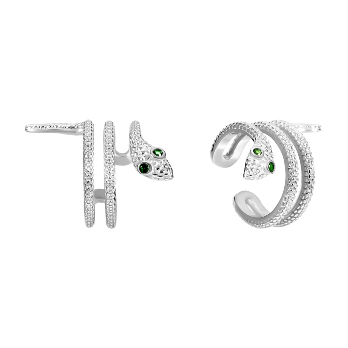 Серебряные серьги-каффы с фианитами. Артикул UG520741