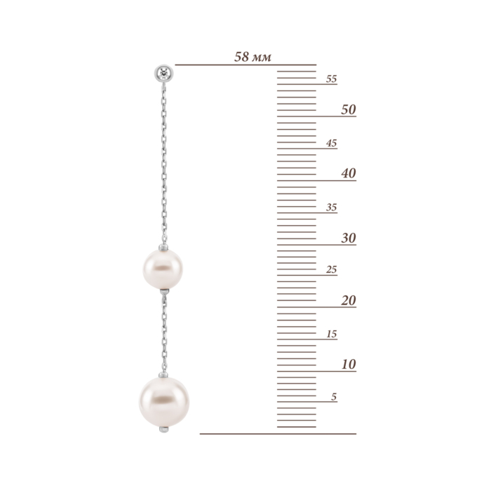 Золоті сережки-підвіски з перлами та фіанітами. Артикул UG5210823010201п