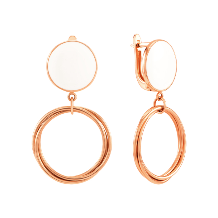 Золотые серьги-подвески с эмалью. Артикул UG5210877110102