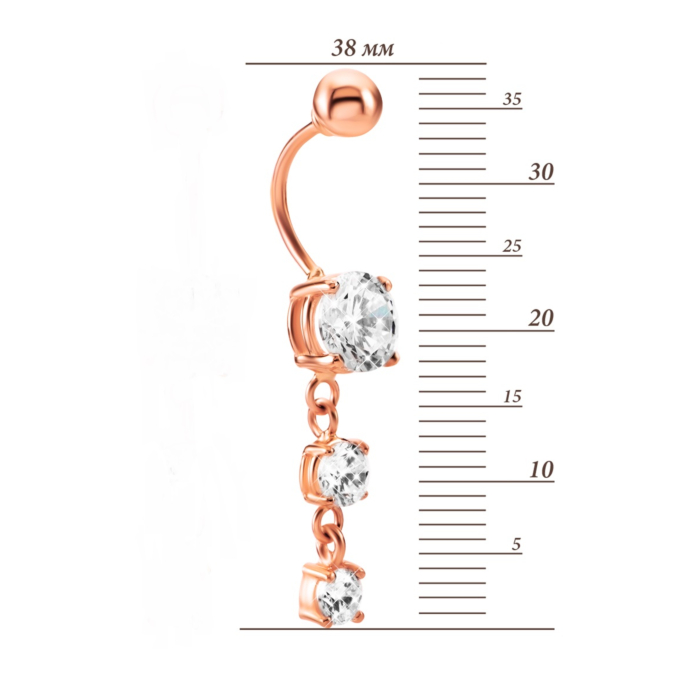 Золота сережка-пірсинг з фіанітами. Артикул UG52111019401
