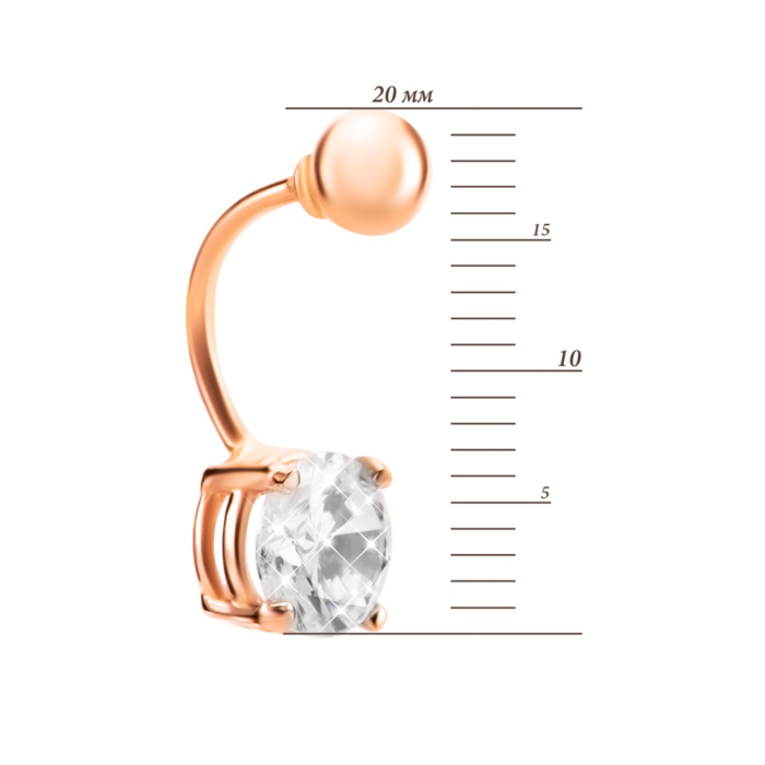Золота сережка-пірсинг з фіанітом. Артикул UG52111019601