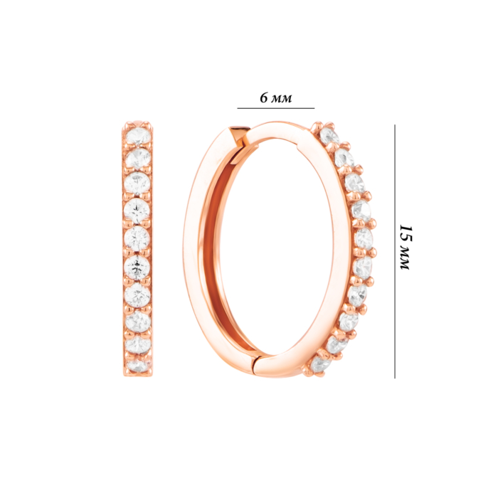 Золоті сережки-конго з фіанітами. Артикул UG52111025701