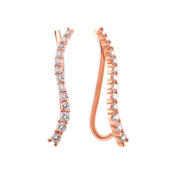 Золоті сережки-кафи з фіанітами. Артикул UG52111037901