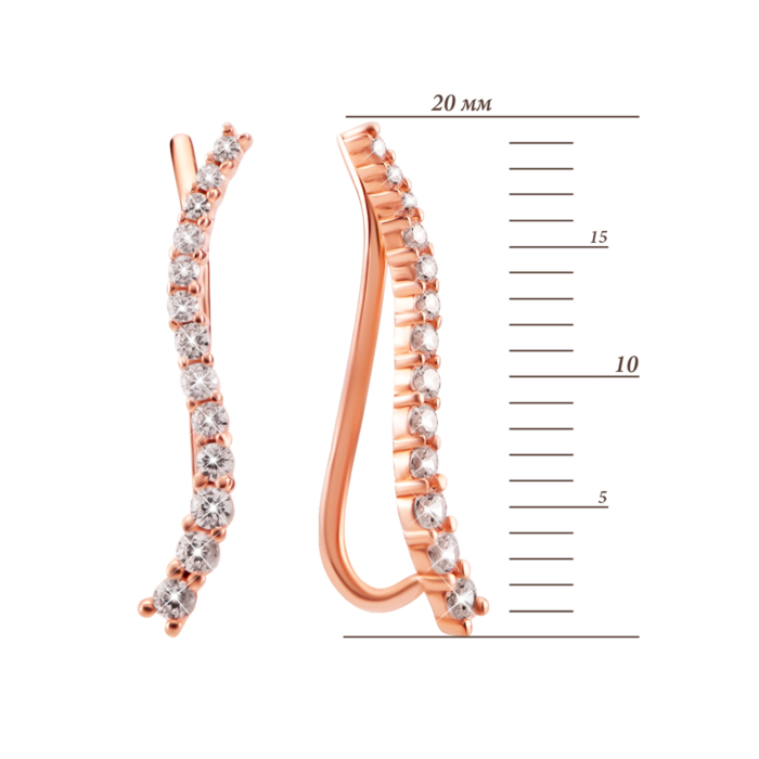 Золоті сережки-кафи з фіанітами. Артикул UG52111037901