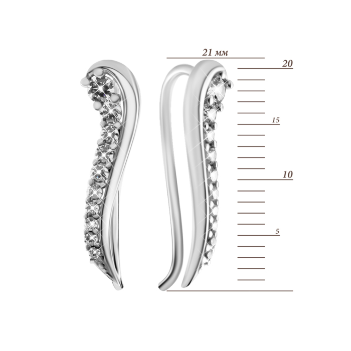 Золоті сережки-кафи з фіанітами. Артикул UG52111038002