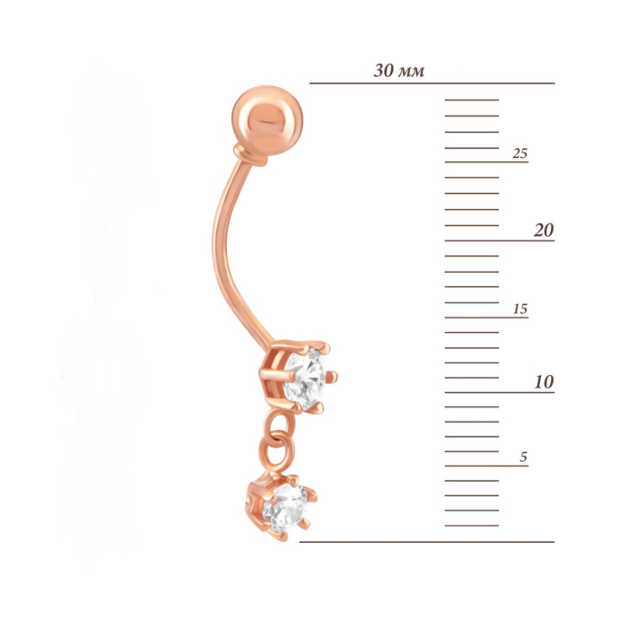 Золота сережка-пірсинг з фіанітами. Артикул UG52111040701