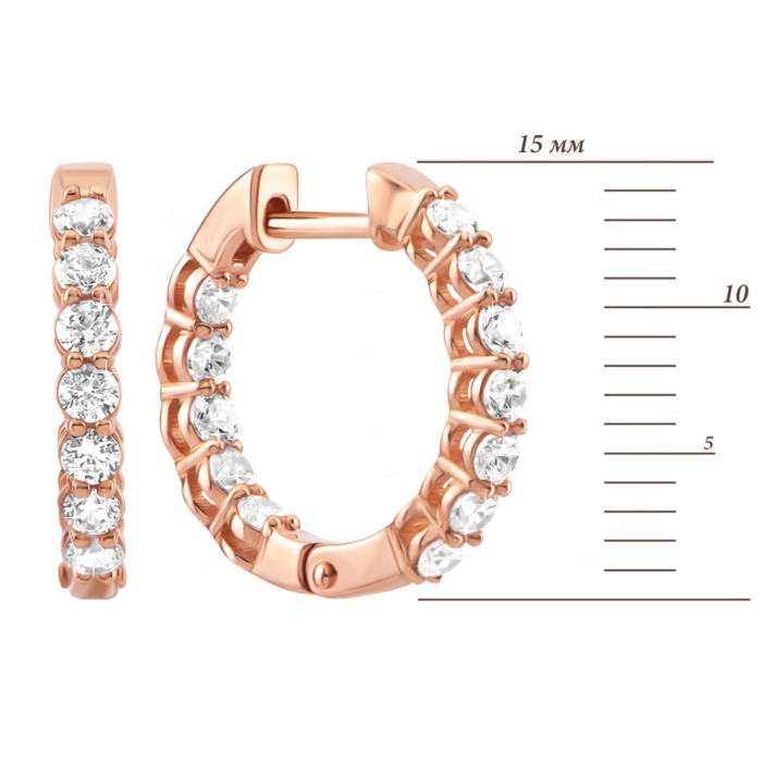 Золоті сережки-конго з фіанітами . Артикул UG5211169510101