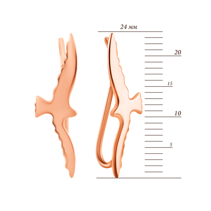 Золоті сережки-кафи Птахи. Артикул UG52112039301