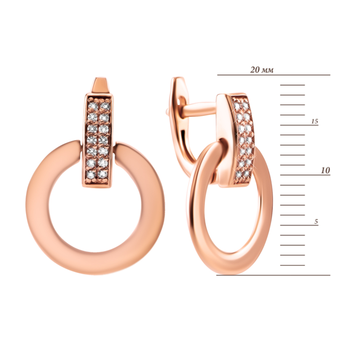 Золотые серьги-подвески с фианитами. Артикул UG5214071