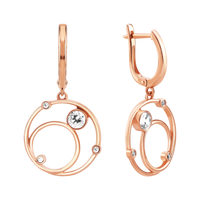 Золотые серьги-подвески с фианитами. Артикул UG5219027710101