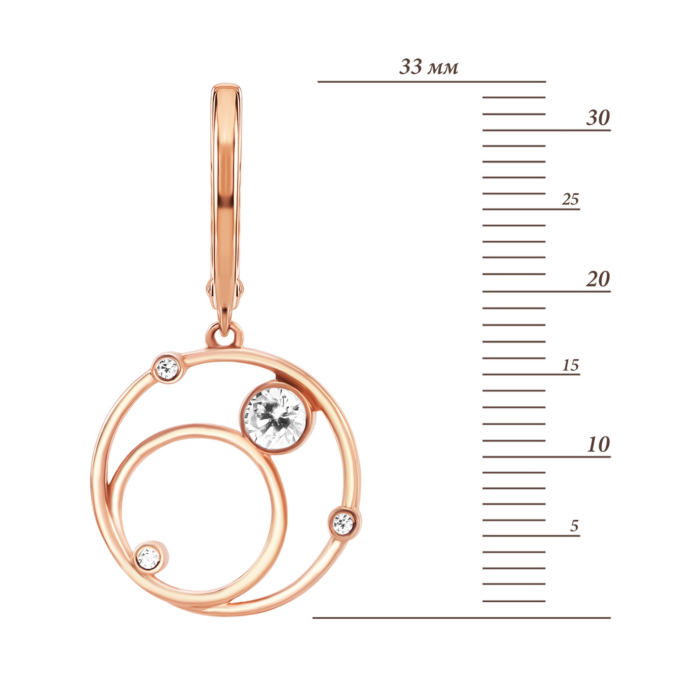 Золотые серьги-подвески с фианитами. Артикул UG5219027710101